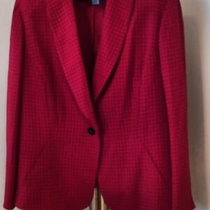 Jones New York Red Blazer Tailored Fit Notched Lapel